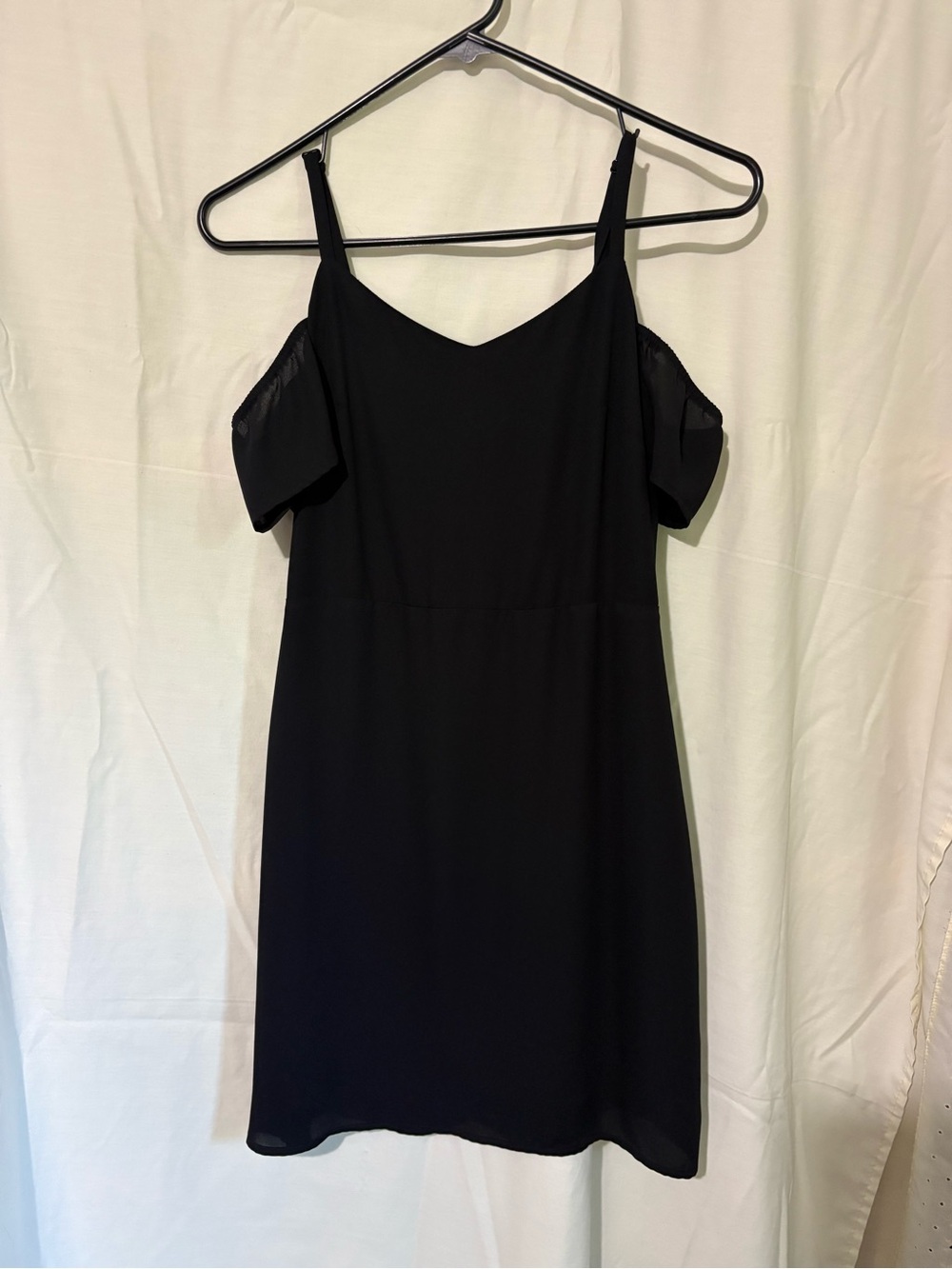 Express Black Cold-Shoulder Mini Slip Dress